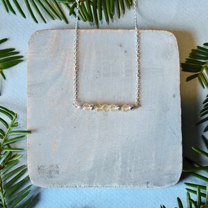 Citrine Gemstone Silver Necklace with Silver Glass Beads, November Birthstone