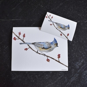 Tufted Titmouse Wild Bird Watercolor Prints, 4x6 and 8x10