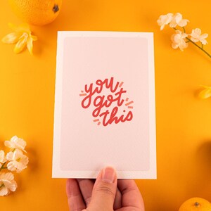 Tarjeta de aliento "You Got This" (Tienes esto) - Interior en blanco, papel de acuarela