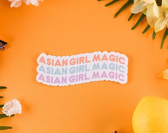 Asian Girl Magic Wavy Sticker, Asian Sticker, AAPI Sticker