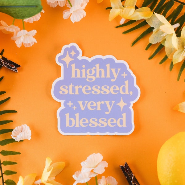 Stressed But Blessed Sticker, Cute Saying Sticker