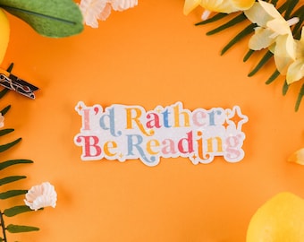 Rather Be Reading Sticker, Sparkly Reading Sticker, Book Lover Sticker