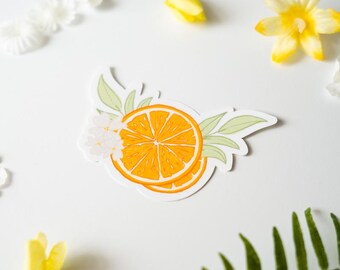 Orangenscheiben Aufkleber, Zitrusfrucht Kunst, Laptop, Wasserflasche
