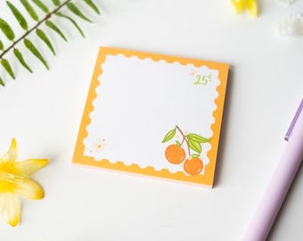 Stamp Sticky Note Pad - Oranges Design - Vintage Sticky Notes for Home, Office, and School