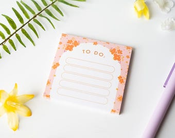 Bloco de notas adesivas para lista de tarefas - Pequenas flores - Bloco de notas fofo e funcional para casa, escritório e escola.