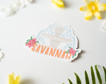 Savannah Fountain Sticker: Georgia Travel Sticker
