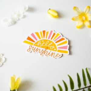 Sticker Hello Sunshine, Sticker soleil, Rétro, Affirmation