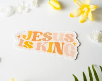 Jesus Is King Sticker, Faith, Christian, Retro