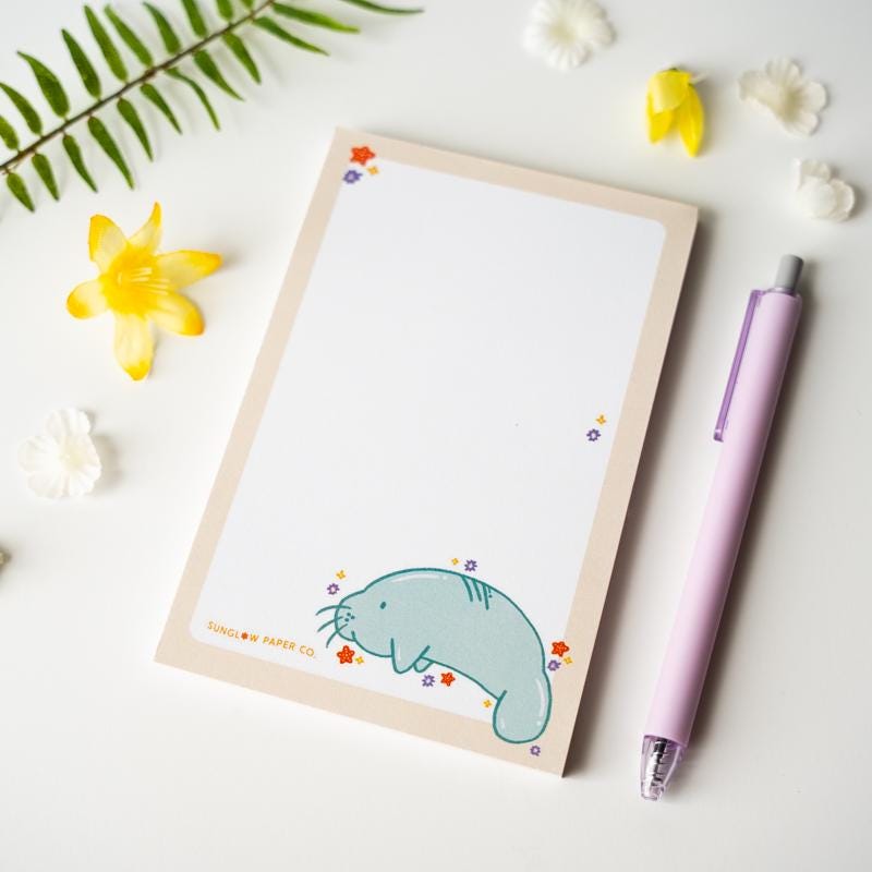 Fun Animal Note Pad Manatee Notepad - Cute Animal Notepad for Home, Office, and School - Etsy