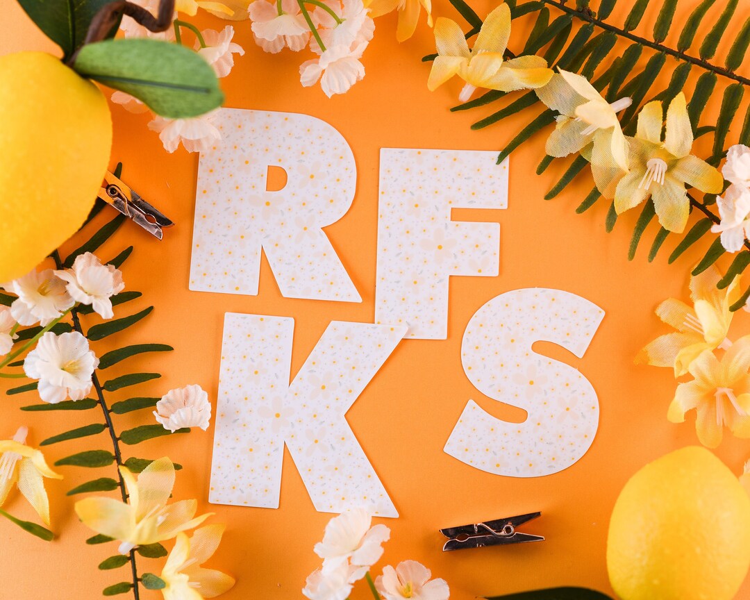 Floral Letter Sticker Floral Alphabet Sticker Letter Etsy