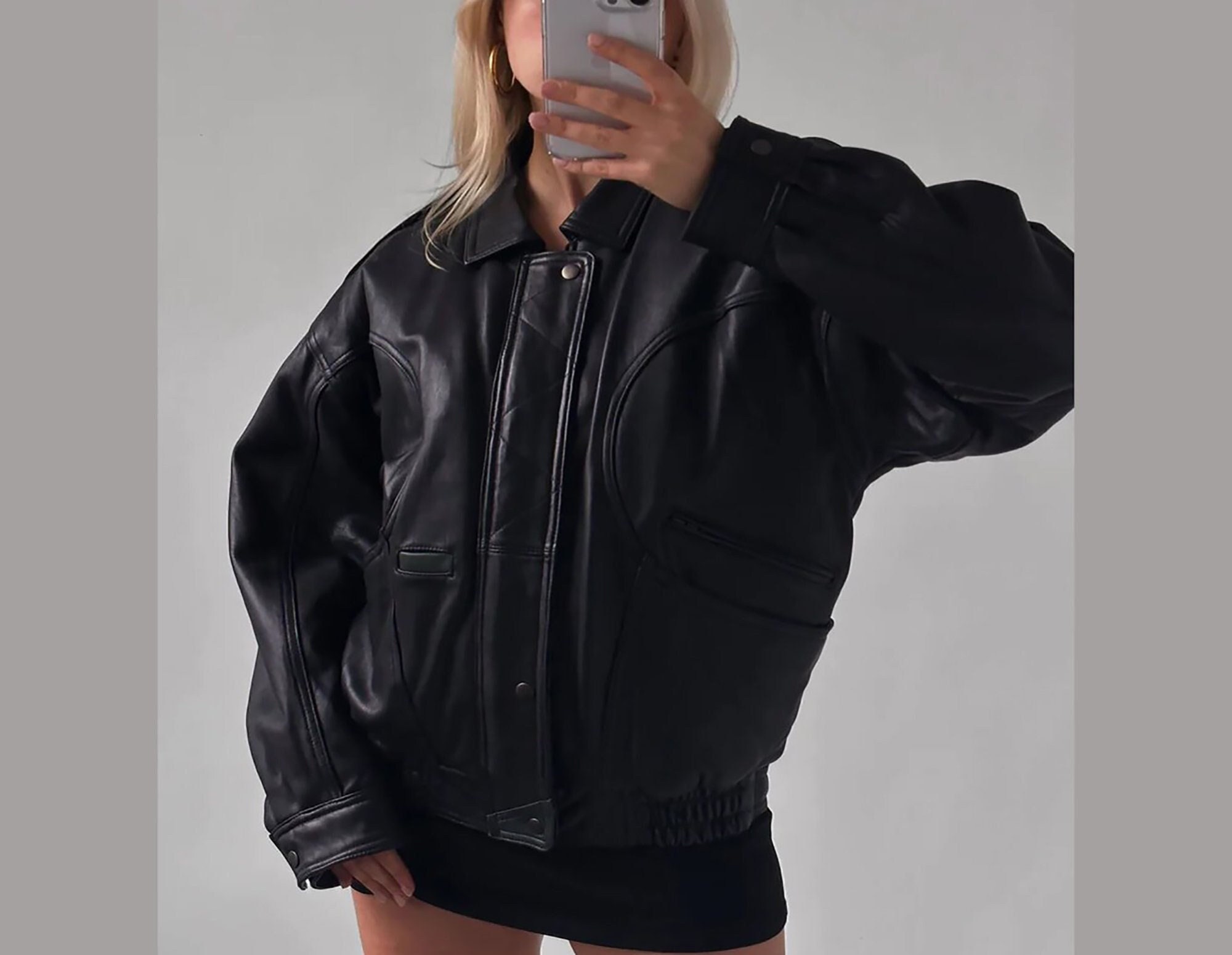 90s Leather Jacket - Etsy