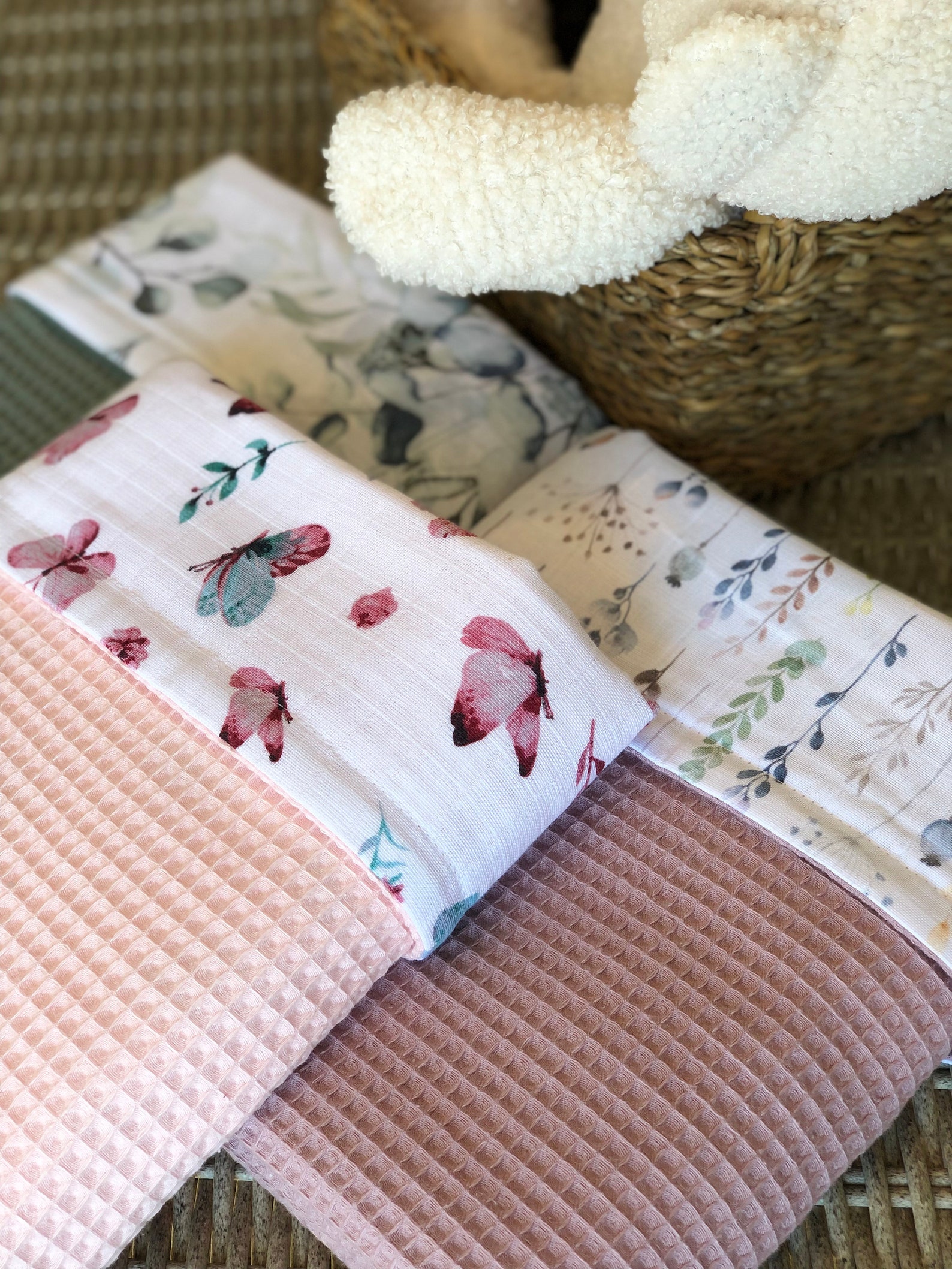 Personalized Waffle Muslin Organic Baby Blanket Custom Baby Etsy