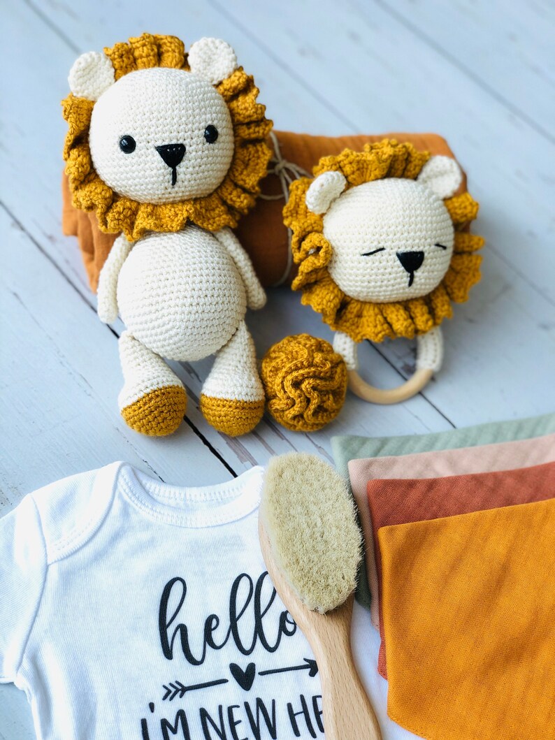 Lion Amigurumi Crochet and Rattle Toys Doll Gift for Newborn Etsy