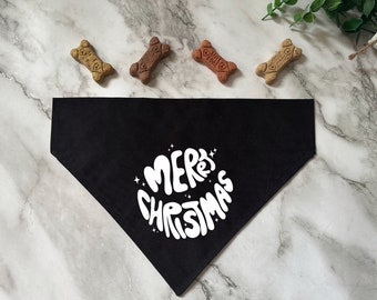 Merry Christmas-Over The Collar Dog Bandana, Holiday Winter Pet Lover Gift