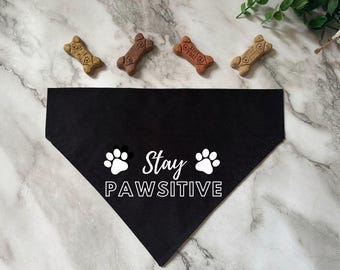 Stay Pawsative-Over The Collar Dog Bandana- Funny Dog Bandana- Cat Bandana- Vulgar- Dog Lover Gift