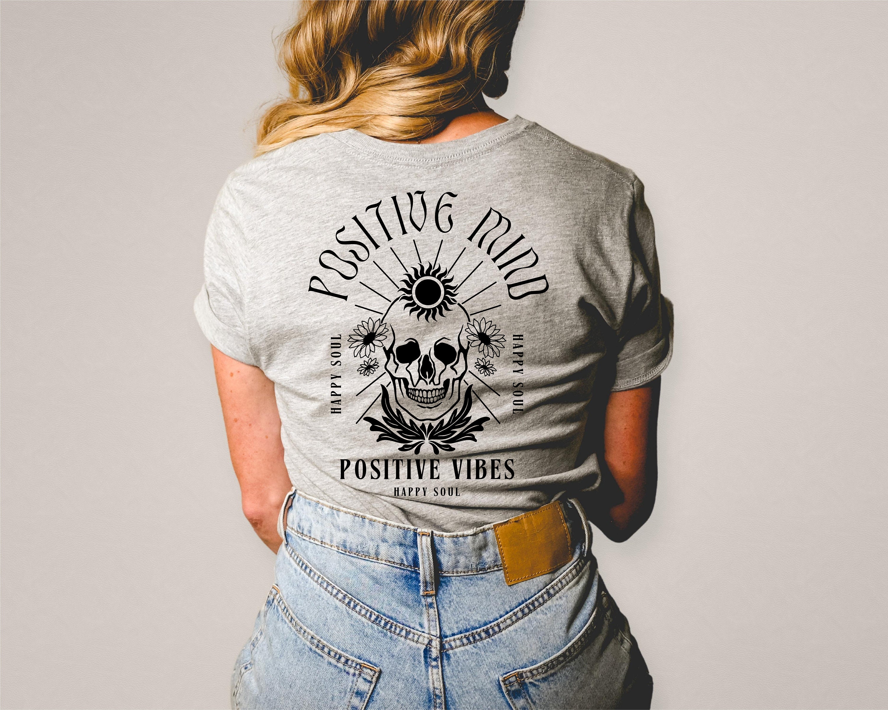 Discover Funny Stay Positive Shirt, Funny Skeleton Shirt, Stay Positive Skull Shirt, Funny Saying Skull Shirt, Positive Vibes Shirt, Motivational Tee