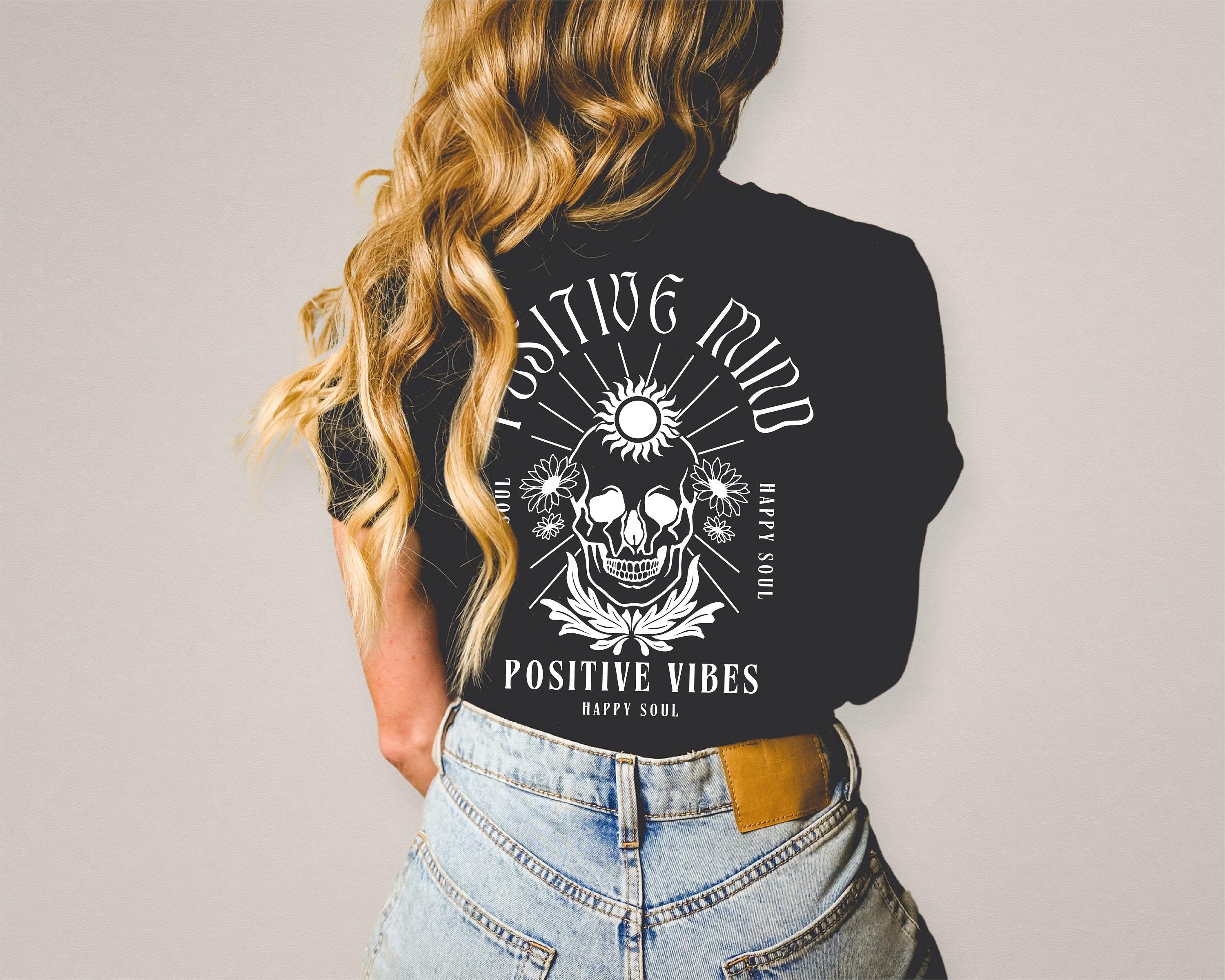 Discover Funny Stay Positive Shirt, Funny Skeleton Shirt, Stay Positive Skull Shirt, Funny Saying Skull Shirt, Positive Vibes Shirt, Motivational Tee