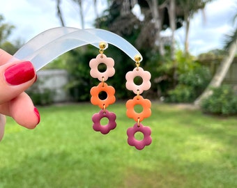 Polymer Clay Earrings | light weight | statement earrings | handmade | boho | floral