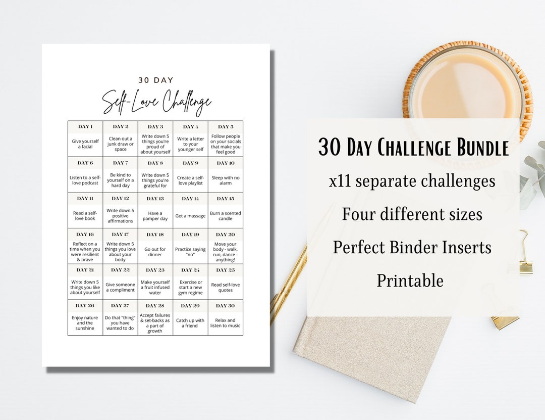 30 Day Printable Challenge Printable Planner Self-care Challenge ...