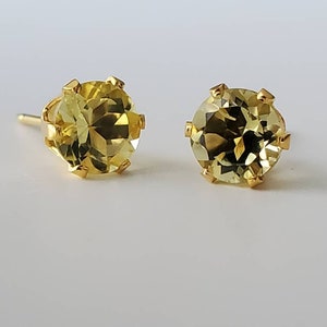 Lemon Topaz Earrings in 14K Yellow Gold | 6mm | November Birthstone