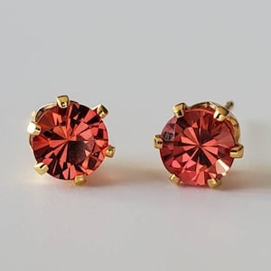 Padparadscha Sapphire Earrings | 14K Yellow Gold | September Birthstone