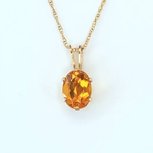 Brazilian Fire Opal Necklace in 14K Yellow Gold | 8mm | October Birthstone