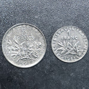 FRANCIA Monedas 5F y 1F 1993 1965 ~~L@@K~~