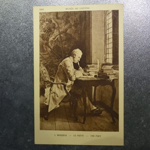 Cartão Postal "O Poeta de Jean-Louis-Ernest Meissonier era um pintor classicista francês ~~L@@K~~