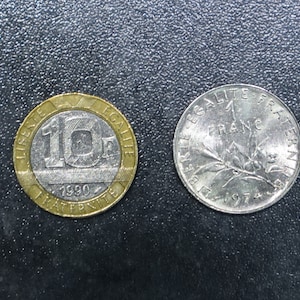 FRANCIA Monedas 10F y 1F 1990 1974 ~~L@@K~~