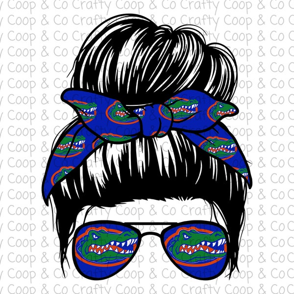 Messy Bun Gator Football PNG