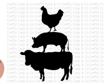 Farmhouse Cow Pig Chicken Digital Download -Kitchen