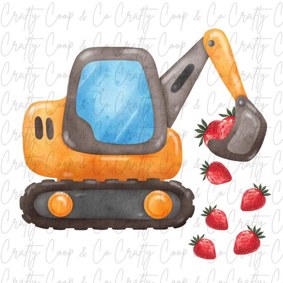 Strawberry Festival Toddler Sublimation PNG- Digital Design Excavator Strawberry