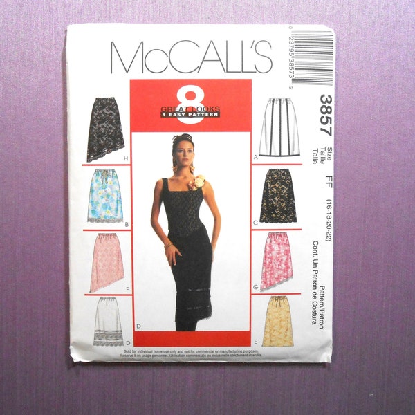 Plus Sizes, A Line Skirt, Asymmetric Skirt, Lace Hem, Elastic Waist, Scallop Edge, Contrast Trim, Easy Sew, McCalls 3857, Sewing Pattern