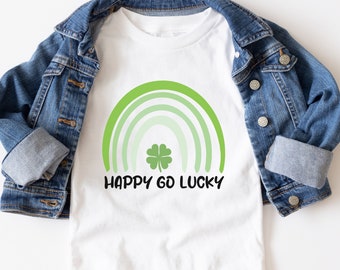 Happy Go Lucky svg file, St. Patrick's Day svg, Kid's Shirt SVG, Green St. Paddy's Shirt, Digital Download
