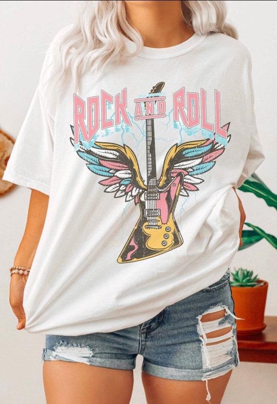 Rock N Roll Oversized Graphic Tee Band 
