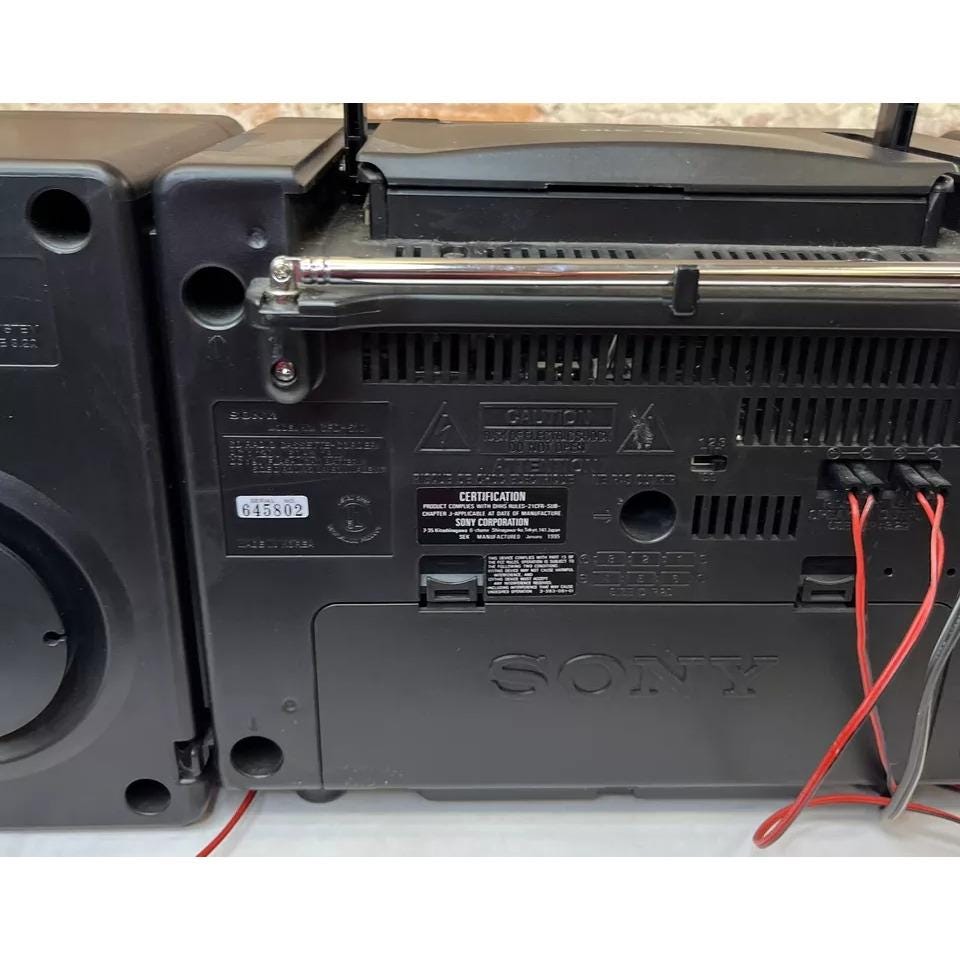 Vintage 90's Sony CFD-510 CD Radio Mega Bass Speaker Boombox