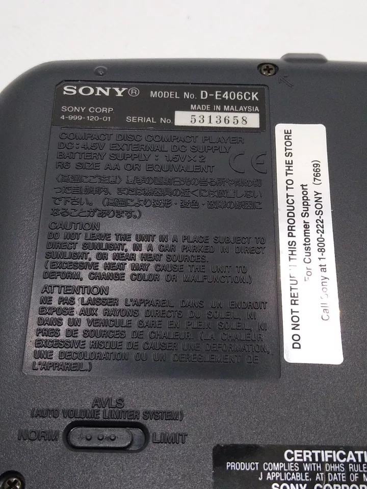 Sony D-E406CK Discman ESP2 Groove ポータブル CD プレーヤー 動作
