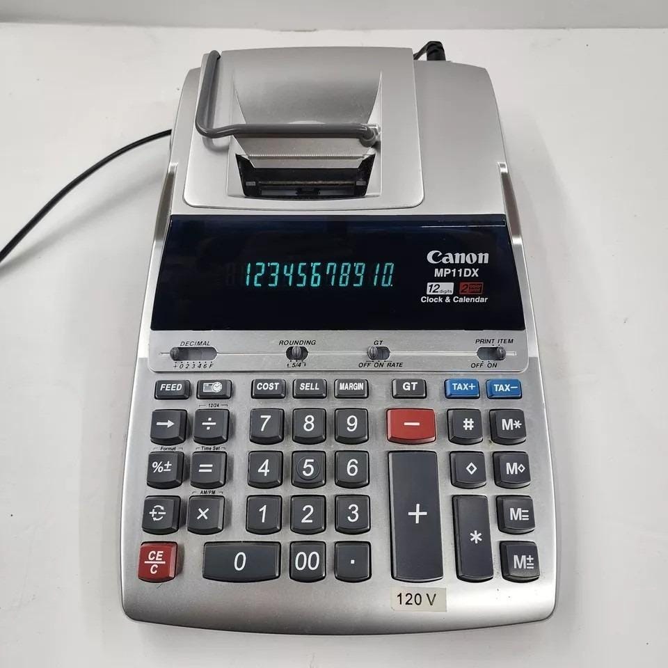 Canon MP11DX 12-digits 2-color Clock Calendar Adding Machine Printing ...