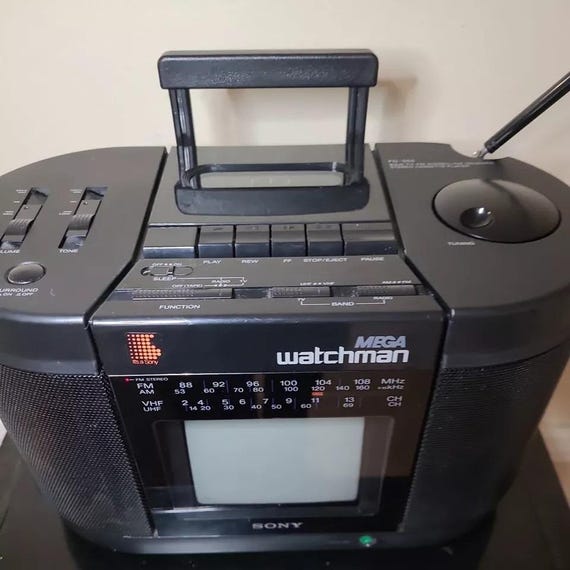 Sony FD-555 Mega Watchman Portable Am/fm Radio Cassette Player B&W