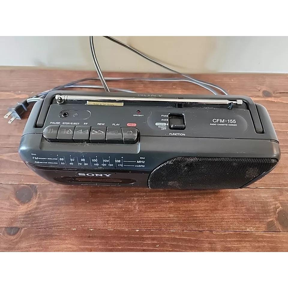Sony CFM-155 Mini Vintage Boombox Radio AM FM Cassette Player