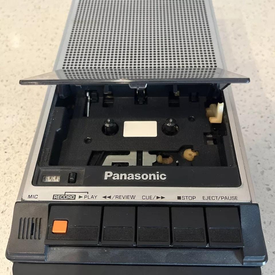 Vintage Panasonic Slim-line Portable Cassette Tape Recorder Player