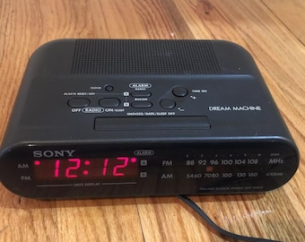 Vintage Sony Dream Machine White Clock Radio Stereo, Green LED