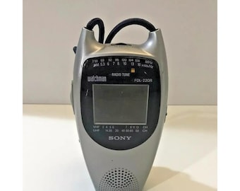 Vintage Sony Watchman FDL-220R Deportes Portátil TV FM Radio Trabajo