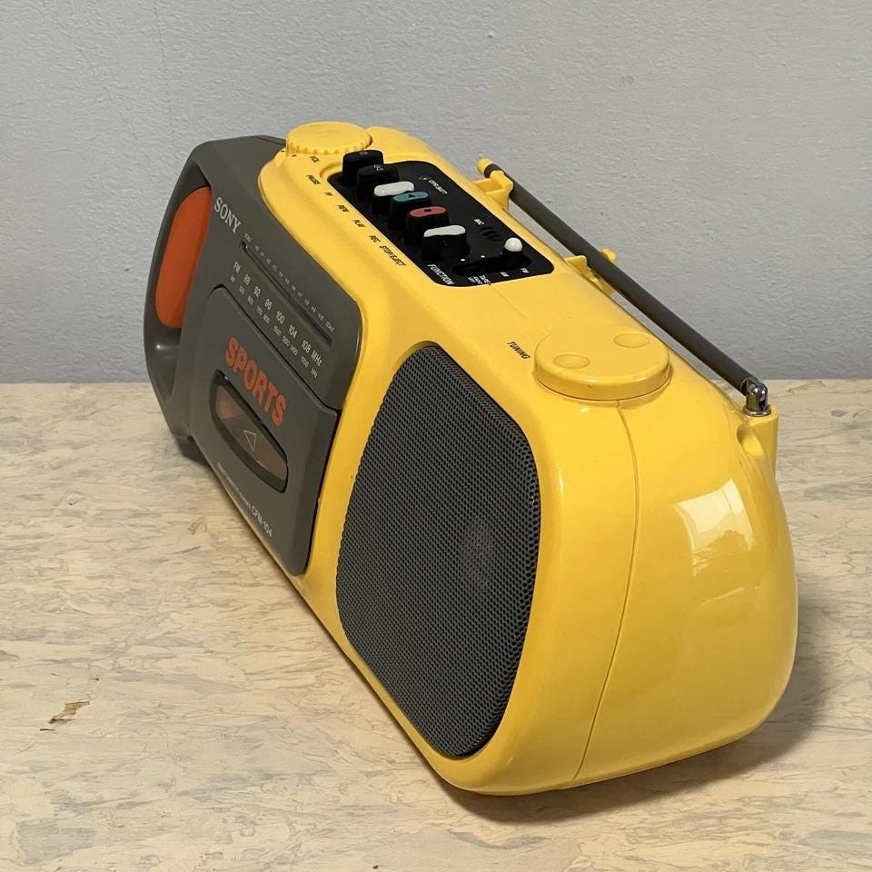 SONY CFM-104 ポータブルカセットプレーヤー Vtg 1990s Sony Cfm-104 Yellow Cassette Tape Player Stereo