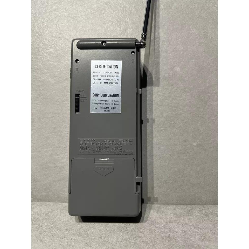 Vintage Sony Watchman FD-10A B&W Handheld TV Vhf/uhf Antenna Vintage Sony Watchman FD-10A B&W Handheld TV Vhf/uhf Antenna