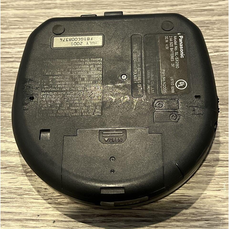 Panasonic Portable CD Player SL-SX280 Anti-skip Tested and Working