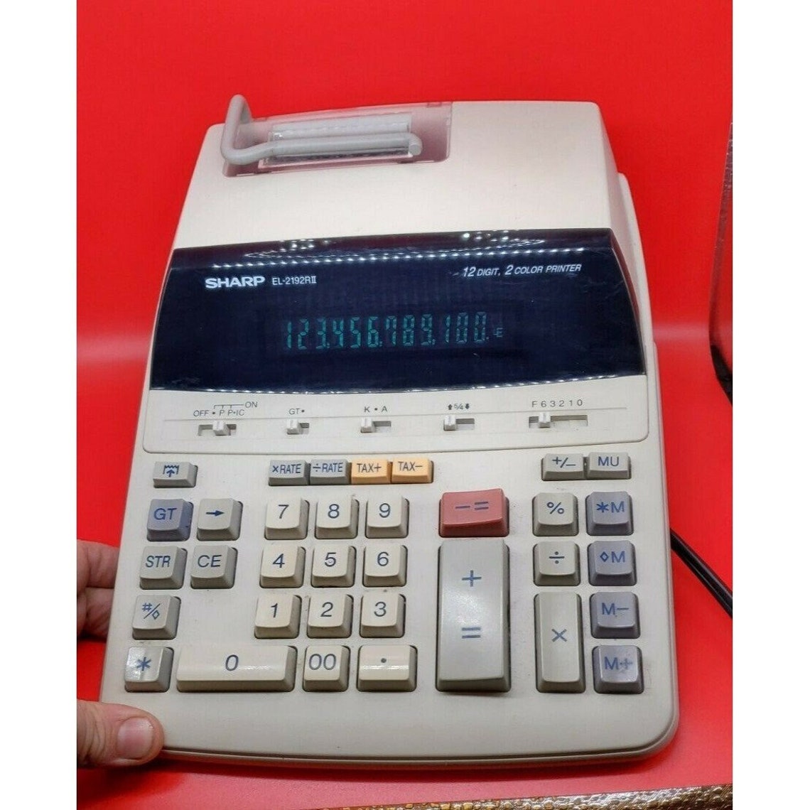 Sharp Adding Machine Ink Sharp EL-2192RII 12 Digital Display 2 Color Printing Calculator Adding ...