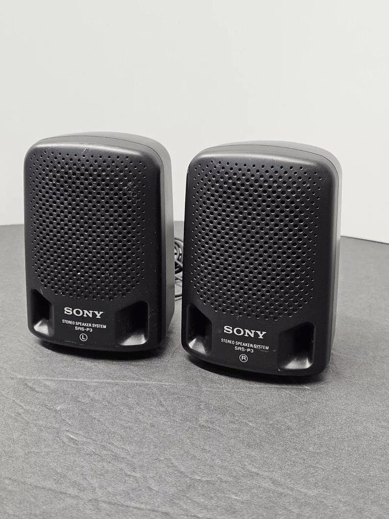 Sony SRS-P3 Walkman Stereo Speaker System Portable Computer Speakers Black image 1
