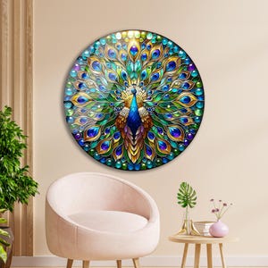 Tempered Glass Peacock Wall Art: Abstract Home Decor