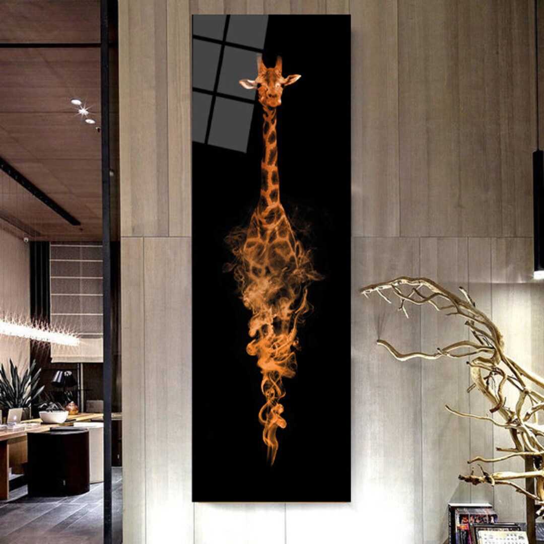 Giraffe Wall Art ,big Wall Art, Tempered Glass,animal Wall Decor,glass ...